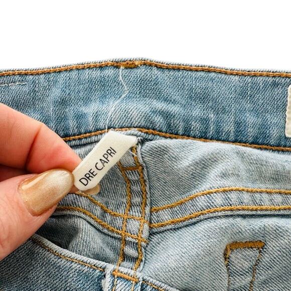 rag & bone 10" Dre Capri Size 25 Step Raw Hem Mid Rise Distressed Light Wash - Picture 5 of 8
